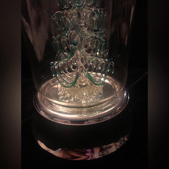 Beautiful Vintage Spun Glass Spinning Christmas Tree Under Dome Wind Up Musical - Picture 5 of 11